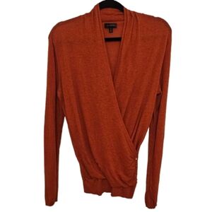 The Limited Burnt Orange Faux Wrap Sweater